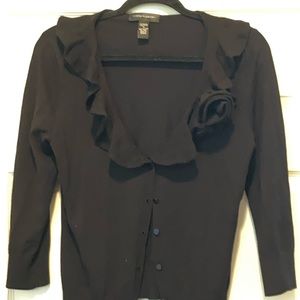 Black cardigan with flowers/on collar